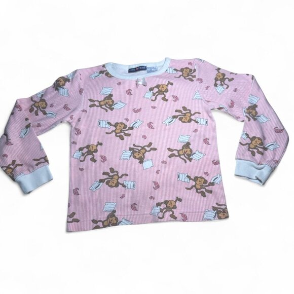 ✨VTG/Y2K Girl's Girl Tribe Pink Monkey PJ Set✨ - Picture 2 of 7